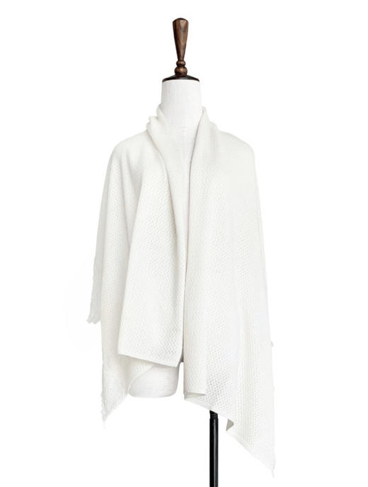 TYNVIE  刺绣蕾丝拼接山羊绒披肩 - 纯白色 商品图1