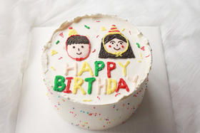 卡通主题款 男孩女孩 奶油霜手绘 姐弟 兄妹 龙凤胎 双胞胎 情侣