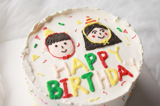 卡通主题款 男孩女孩 奶油霜手绘 姐弟 兄妹 龙凤胎 双胞胎 情侣 商品图2