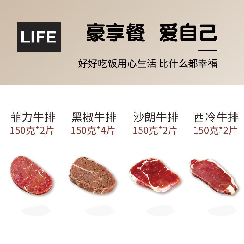 【豪享套餐】澳鼎丰整切家庭牛排菲力黑椒沙朗西冷10片1500g