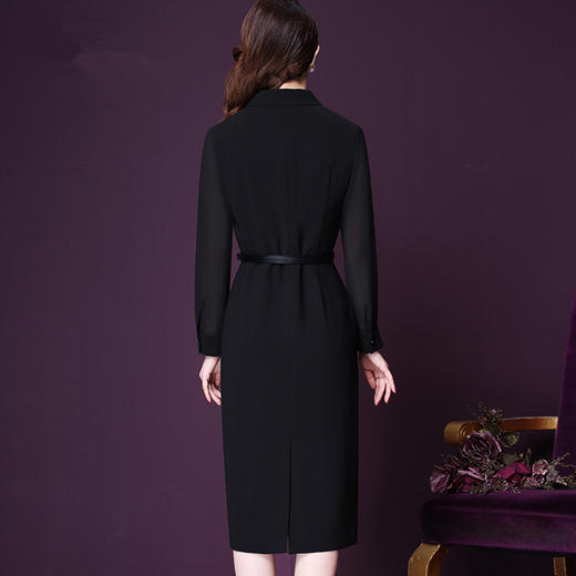 WXY-2017新款修身收腰长袖大牌长款显瘦洋气优雅连衣裙 商品图1