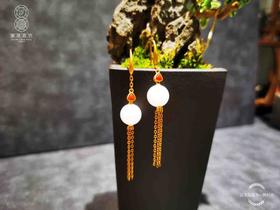 【御珠宫坊】金镶羊脂白玉耳坠