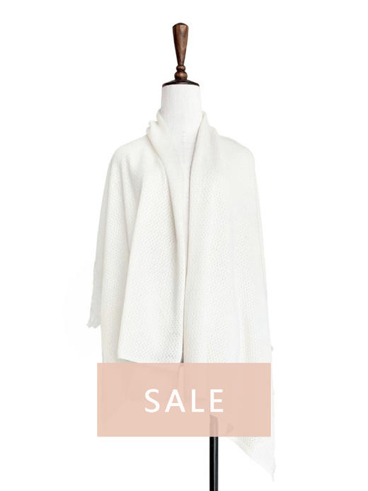 TYNVIE  刺绣蕾丝拼接山羊绒披肩 - 纯白色 商品图0