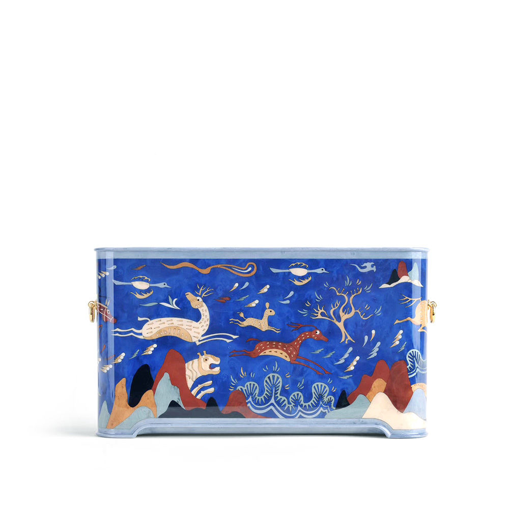 镶嵌“逐鹿纹”木作晚宴包