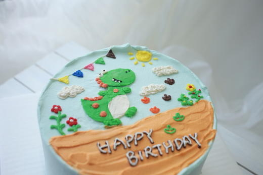 男孩款 小恐龙逛花园 奶油霜手绘 商品图2