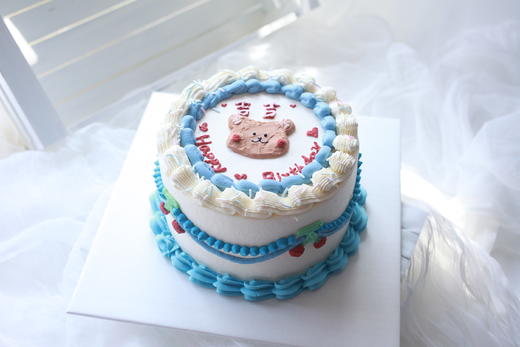 卡通主题款 可爱小熊 奶油霜手绘 复古裱花 商品图0