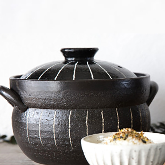日本进口万古烧黑十草煮饭锅
