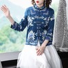 SJ-9897新款时尚新中式汉元素青花瓷式牡丹海崖纹刺绣对襟小上衣 商品缩略图3