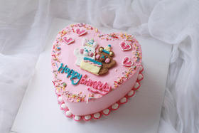 卡通主题款 可爱小兔子小熊 奶油霜手绘 姐弟 兄妹 龙凤胎 双胞胎 情侣