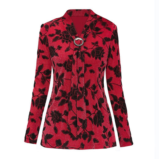 MQ-RL9959新款遮肚子时尚洋气长袖宽松豹纹雪纺衫 商品图4