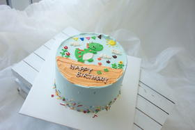 男孩款 小恐龙逛花园 奶油霜手绘