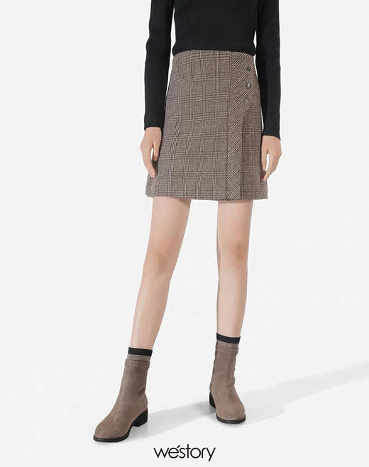 westory切尔西靴2019秋冬粗跟拼接时尚时髦圆头靴子女S29DS80681 商品图2