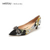 westory2019春季新款优雅尖头高跟女鞋水晶蝴蝶结细跟W29AE50511 商品缩略图0