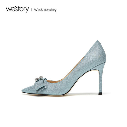 westory2019春夏水晶尖头高跟鞋女细跟名媛风浅口单鞋W29AE50251 商品图1