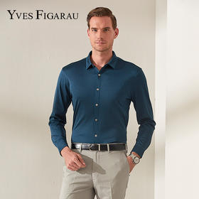 YvesFigarau伊夫·费嘉罗882308蓝色纯桑蚕丝Ｔ恤