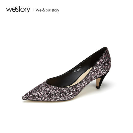 westory2019春夏星空浅口单鞋女尖头优雅宴会高跟鞋W29AE50171 商品图2
