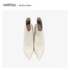 westory时装条纹细超高跟短靴真皮时尚女鞋2019冬新款W29DS80561 商品缩略图1