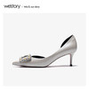 westory2020春季新款尖头水钻方扣浅口细跟高跟鞋女W20AH51191 商品缩略图1