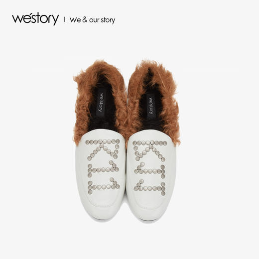 westory毛毛拖鞋女2019秋冬新款平底休闲百搭单鞋W29AM50481 商品图1