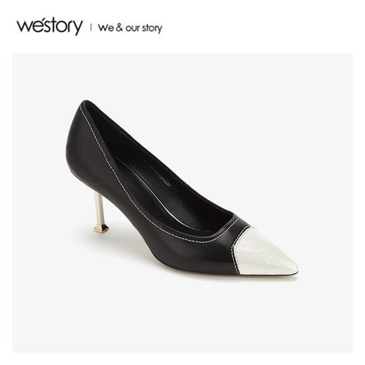 westory2020春季新款浅口尖头高跟鞋女方跟W20AE51041 商品图1