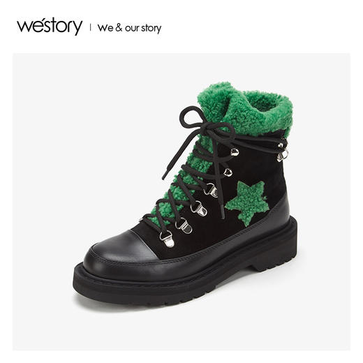 westory加厚加绒高绑马丁靴女时尚风2019年冬季新款W29DS80861 商品图2