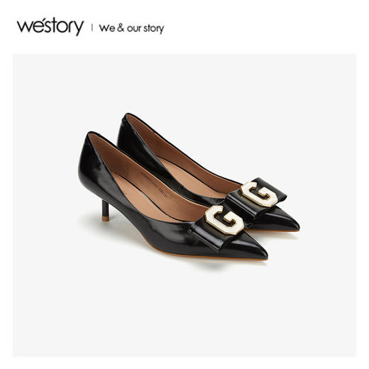 westory2020年春季新款复古风G扣细高跟尖头女W20AE51121 商品图0