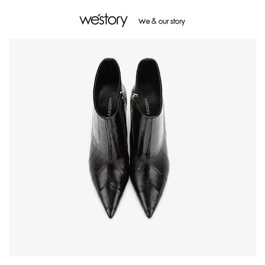 westory细酒杯超高跟时装短靴真皮气质女鞋2019冬新款W29DS80451 商品图1