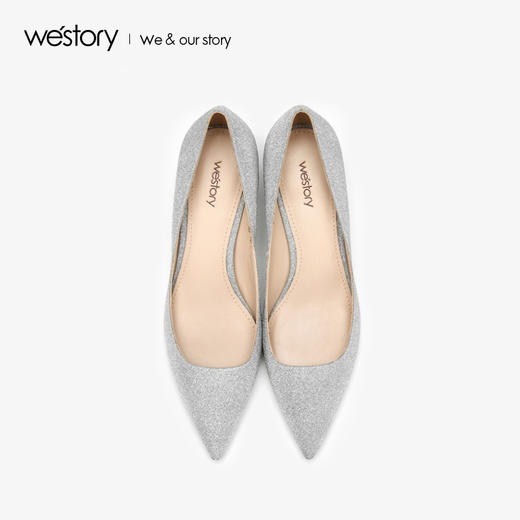 westory闪亮中跟婚鞋浅口单鞋宴会女鞋W283E70131 商品图2