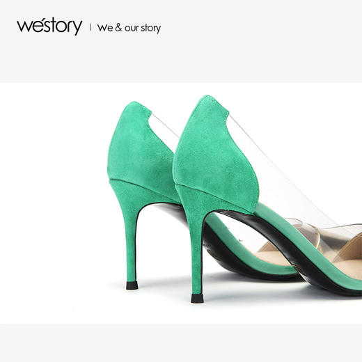 westory透明浅口单鞋时尚高跟鞋宴会女鞋W283E70351 商品图3