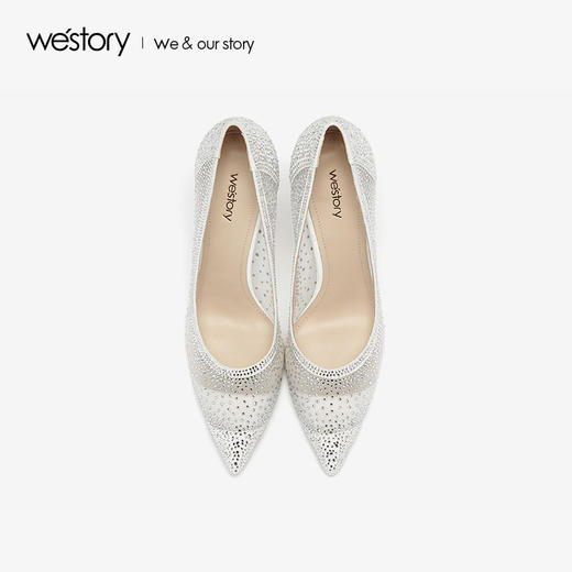 westory2019新款尖头高跟鞋女细跟水钻西式婚鞋女鞋W29AE50301 商品图2