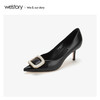 westory2020春季新款尖头浅口方扣高跟鞋女细跟W20AE51071 商品缩略图1