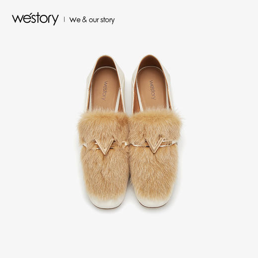 westory2019秋冬新品金属链条毛毛鞋女粗跟舒适乐福鞋W29CM70051 商品图1