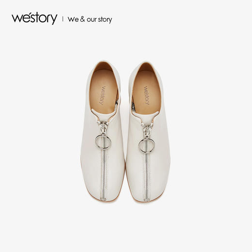 westory2019秋季新品复古前拉链木纹粗跟及踝靴单鞋女W29CM70371 商品图3