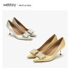 westory2020春季新品水钻中式尖头方扣高跟鞋女细跟W20AE51441 商品缩略图4