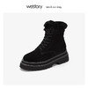 westory加绒保暖真皮粗跟户外工装靴2019冬新款雪地靴W29DS80591 商品缩略图0