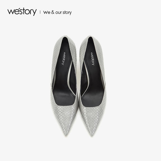 westory2019夏秋款新品蛇皮尖头高跟鞋女细跟西式婚鞋W29CE70202 商品图2
