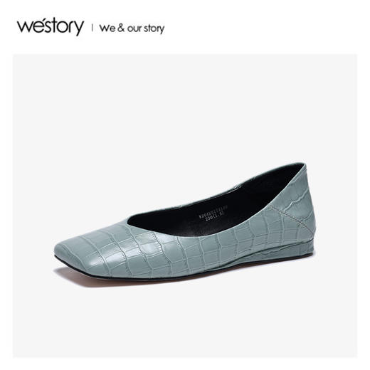 westory2020春季新款方头浅口时尚通勤鞋牛皮鞋女W20AE51731 商品图4