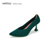 westory2019秋季新品时尚拼色尖头高跟单鞋女简约通勤W29CE70441 商品缩略图0