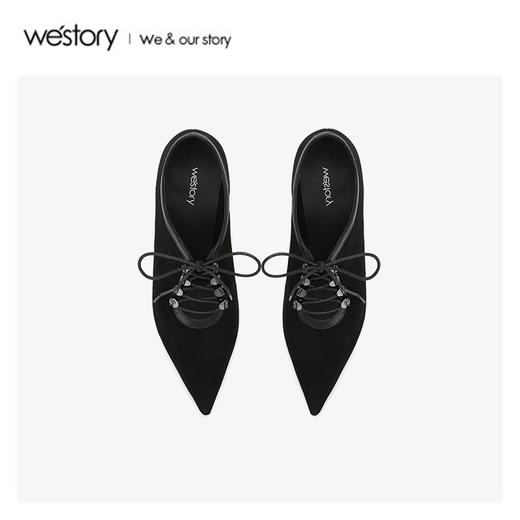 westory2020春季新款时尚深口尖头细跟高跟鞋女W20AM51031 商品图2