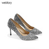 westory2019新款尖头亮片高跟鞋女细跟水钻西式婚鞋W29AE70208 商品缩略图3