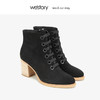 westory通勤百搭女靴2019秋冬新款方跟短筒靴W29DS80331 商品缩略图2