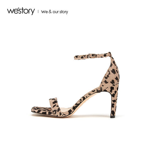 westory2019新款春夏豹纹高跟凉鞋时尚性感粗跟单鞋W29BG60141 商品图1