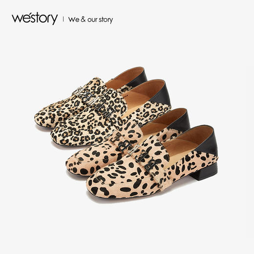 westory2019新款豹纹乐福鞋女一脚蹬性感舒适单鞋W29AM50491 商品图3