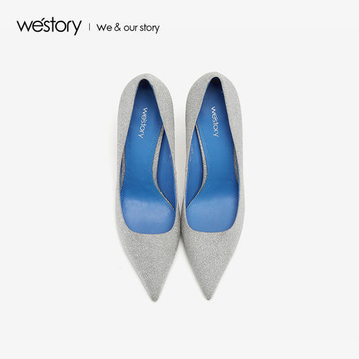 westory2019春夏尖头高跟鞋女名媛风亮片细跟宴会女鞋W29AE50311 商品图3