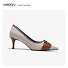 westory2020春季新款时髦撞色尖头扣饰浅口高跟鞋女W20AE51021 商品缩略图4