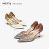 westory2019春夏尖头高跟鞋女亮片婚鞋银色宴会女鞋W29AH50071 商品缩略图0