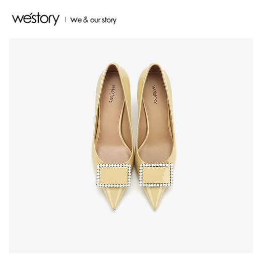 westory2020春季新品水钻中式尖头方扣高跟鞋女细跟W20AE51441 商品图2