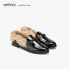 westory秋冬新款女鞋乐福鞋羊毛皮外穿一脚蹬懒人鞋S29CM70731 商品缩略图3