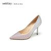 westory2019春夏浅口亮片高跟鞋闪钻细跟气质单鞋女W29AE50161 商品缩略图2