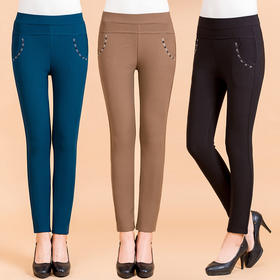 【特价款】MQ-XF045春季新款中老年弹力高腰直筒休闲裤XCX